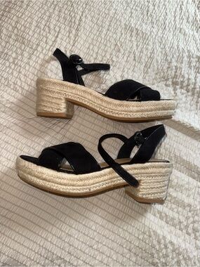 J. Crew  Espadrille Block Heel Sandal Black 8